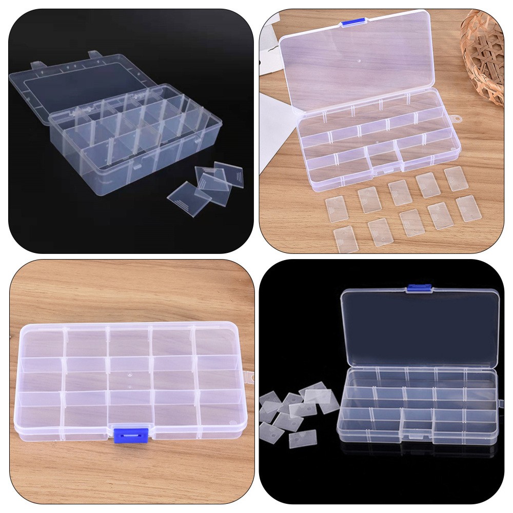 5-Piece Clear Divided Storage Box Organizer with Compartments