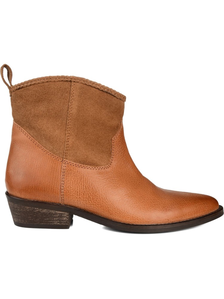 JOURNEE Womens Brown Back Pull Tag Carmela Almond Slip On Leather Booties 8.5 M