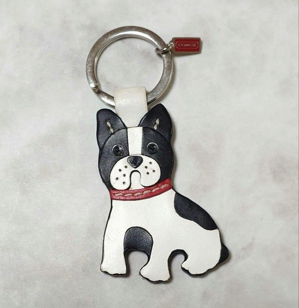 Coach Leather French Bulldog Boston Terrier Dog Keychain - Good Condition