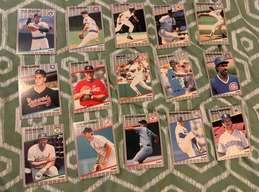 1982-1990 Fleer Lot with HOF Stars and Sharp Mint Cards Featuring Ken Griffey Jr and Edgar M