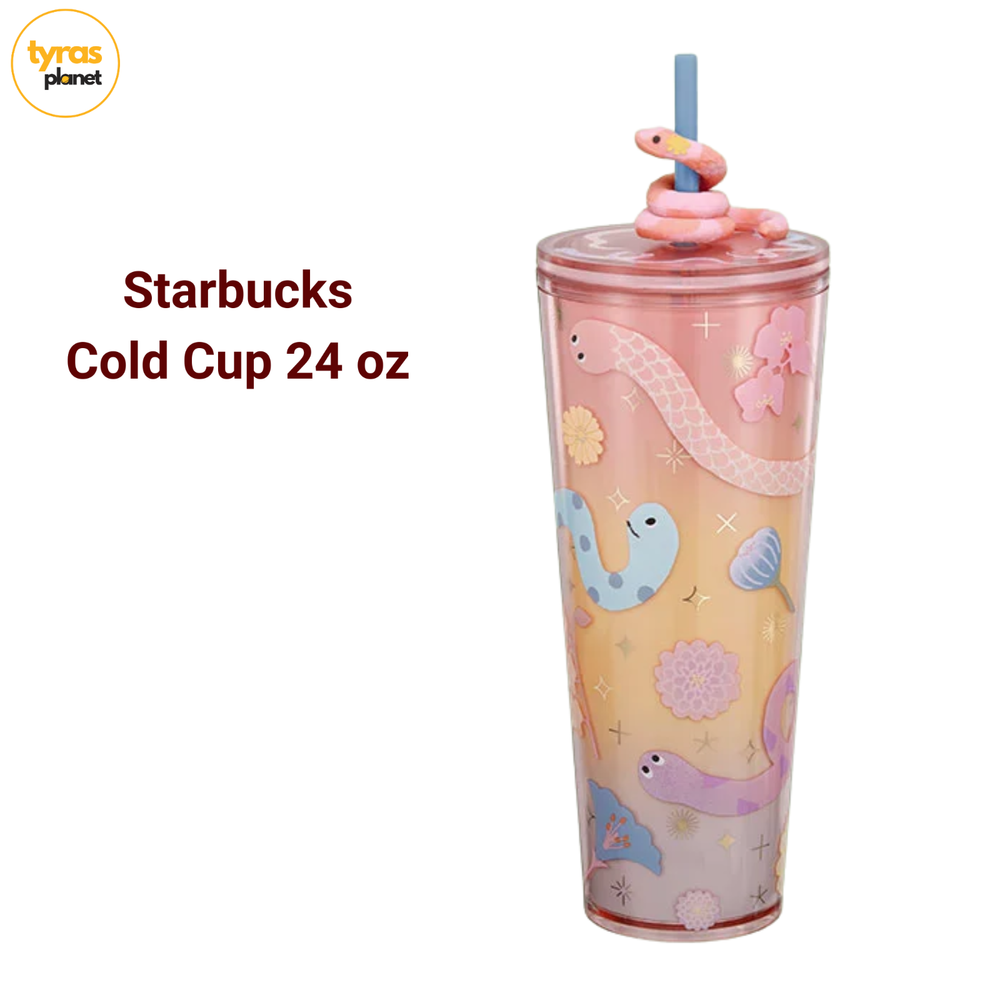 Starbucks 2025 Year of the Snake 24oz Tumbler with Snake Topper Limited Edition-image