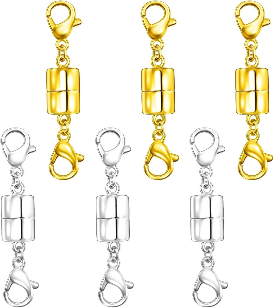 Double Magnetic Lobster Clasp Necklace Clasps 6Pcs Gold Silver-image