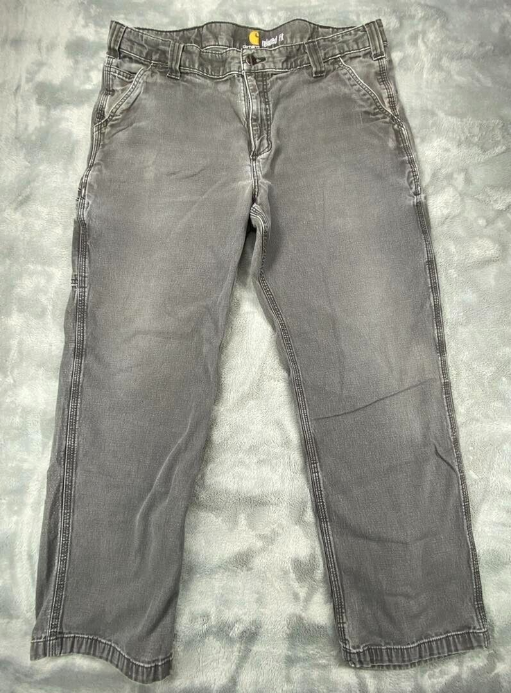 Carhartt Canvas Work Pants 36x37 Men’s Relaxed Fit Gray 102291-306 Distressed