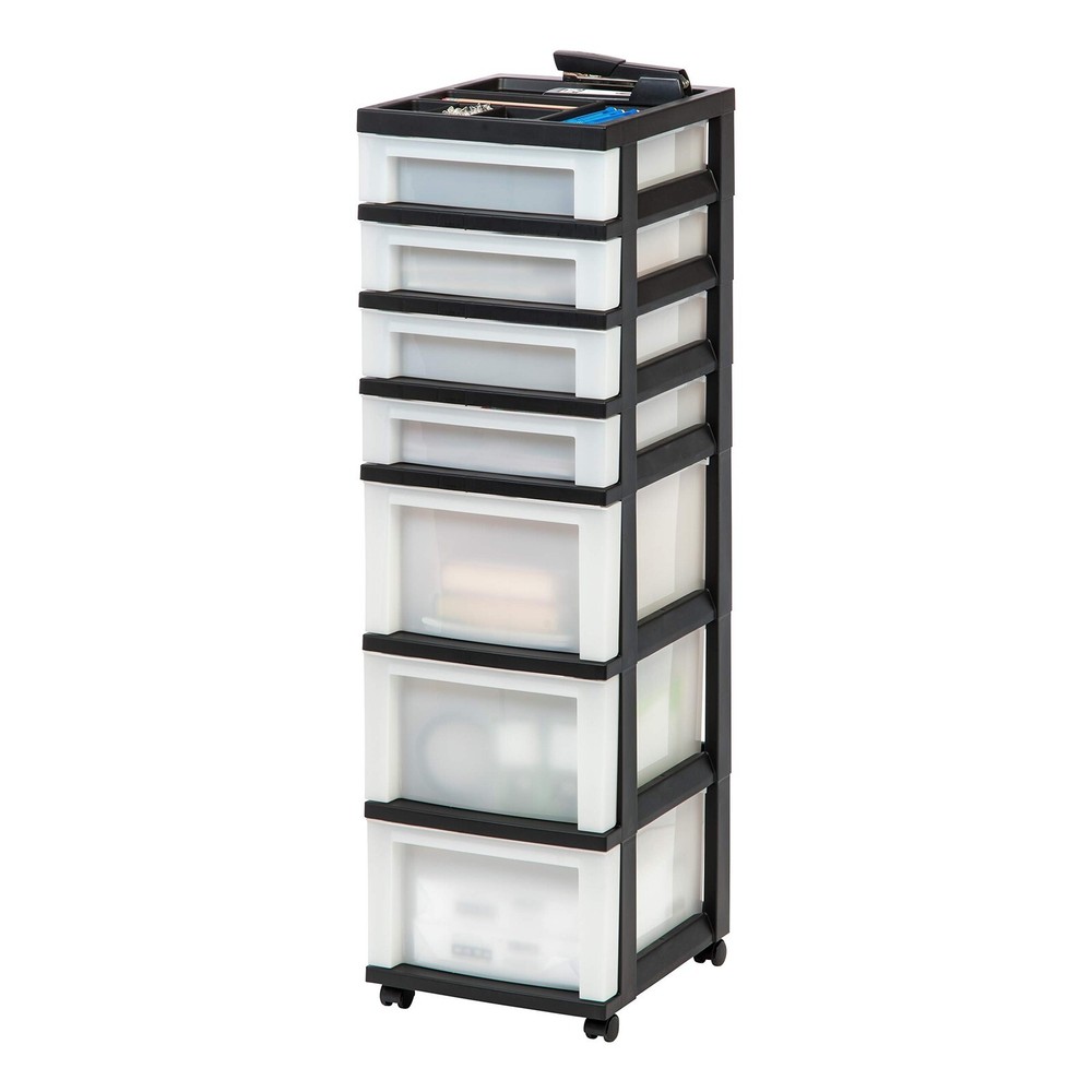 USA Plastic Drawer Storage Organizer Rolling Cart,with Wheels Casters,7-Drawers