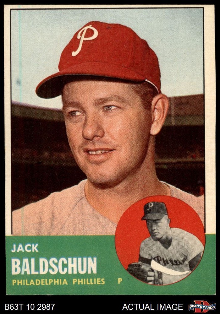1963 Topps #341 Jack Baldschun xDOT Phillies VARIATION 4 - VG/EX
