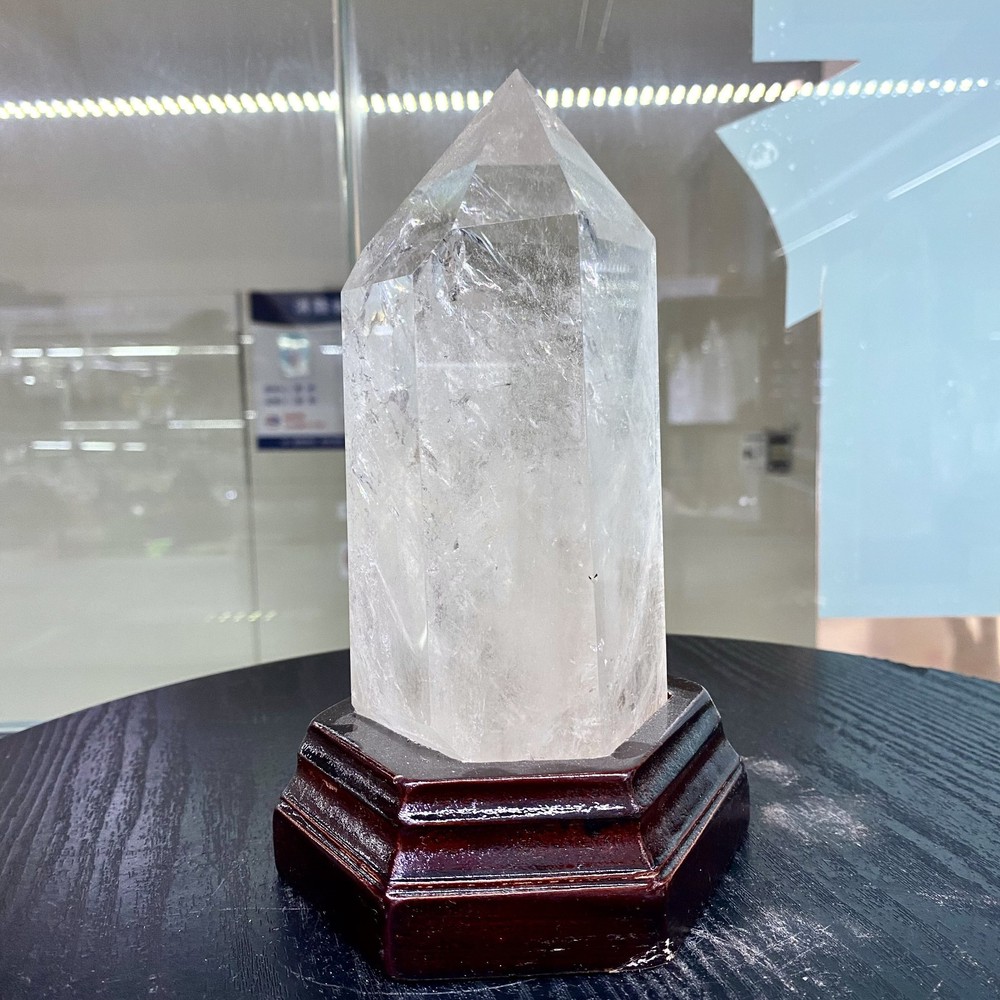 5.5LB Natural clear quartz obelisk white crystal energy column Healing+base-