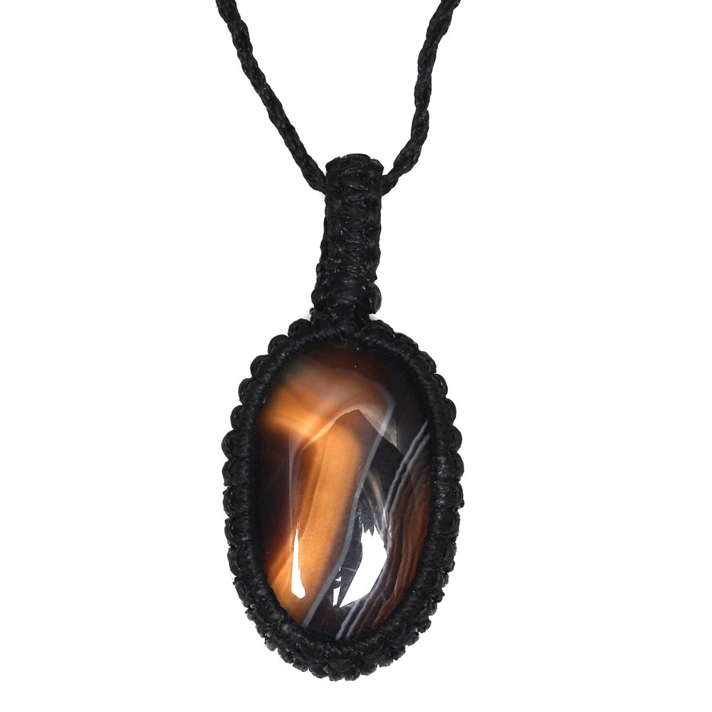 Gray Botswana Agate Halloween Jewelry Macrame Necklace 20-32 Inches