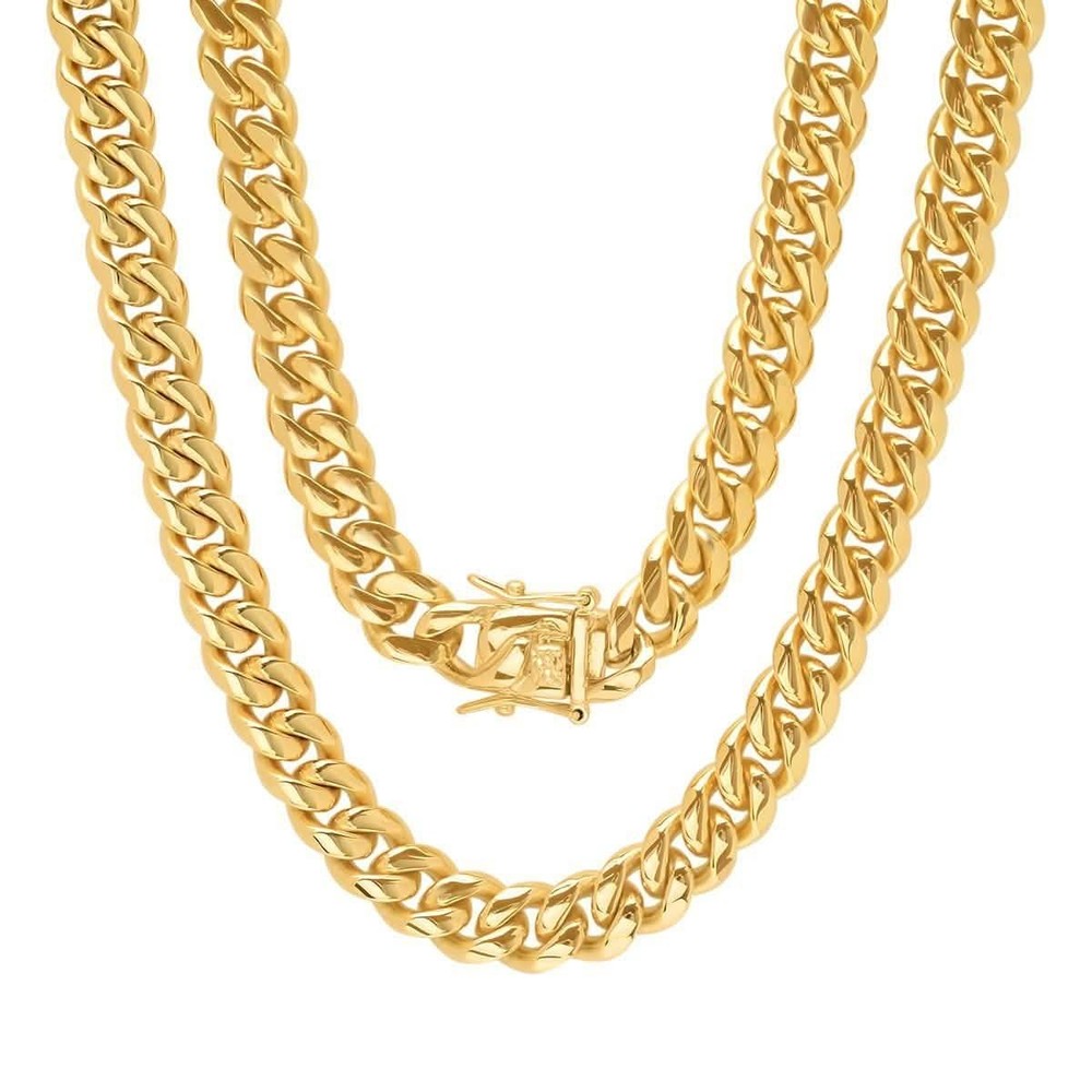 Men's 18K Gold Plated Stainless Steel 10MM Miami Cuban Chain