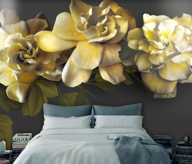 3D Yellow Gardenia ZHUA30221 Wallpaper Wall Murals Removable Self-adhesive Ann