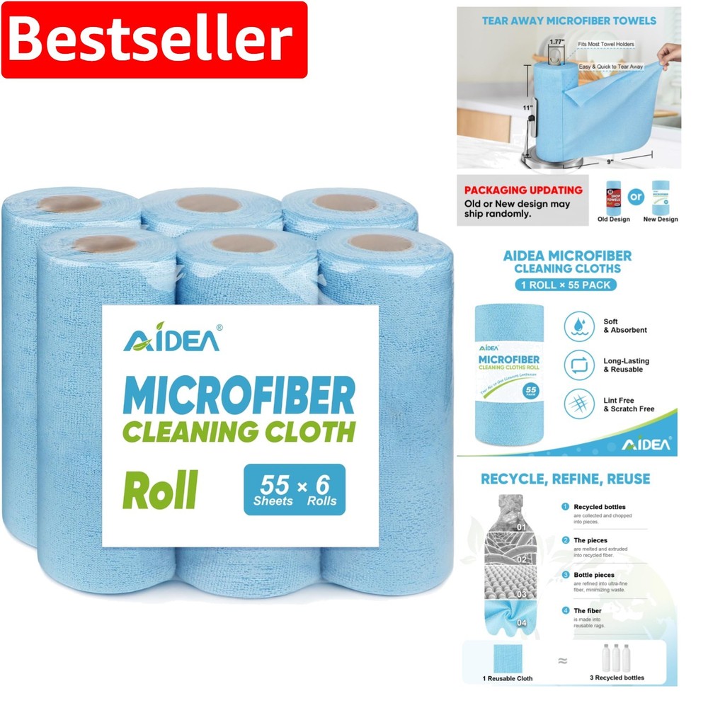 Blue Microfiber Shop Towels 11x9 for Auto & Home Cleaning