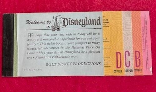 Vintage 1973 Disneyland Adult Ticket Coupon Book G Graded Collectible-image