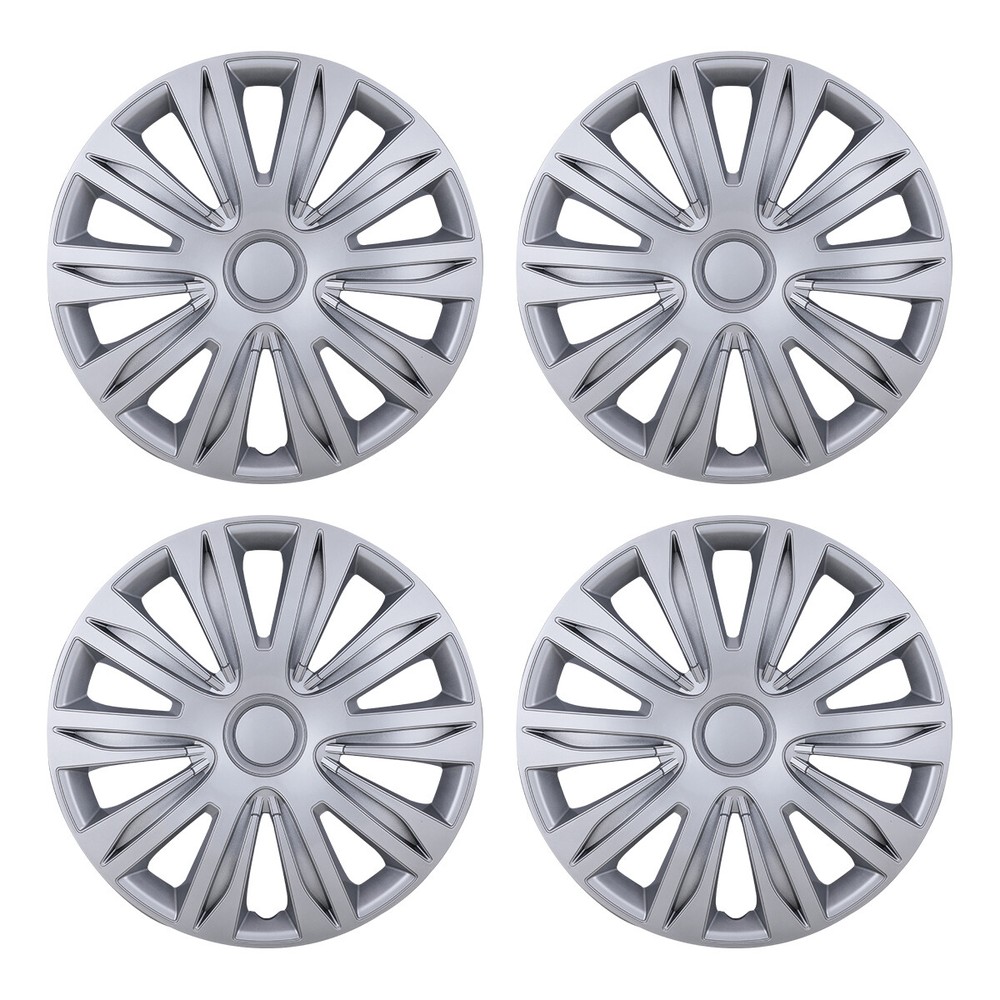 4PCS Universal 16-Inch ABS Silver Hubcaps for Cars & Trucks Snap-On Fit