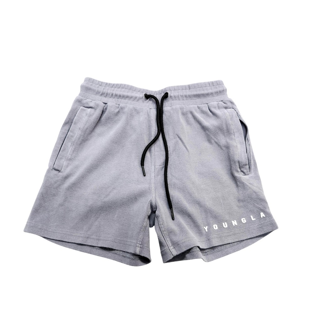 YoungLA Shorts Mens 27 Gray Fleece Sweat Relaxed Fit Drawstring Pockets Gym