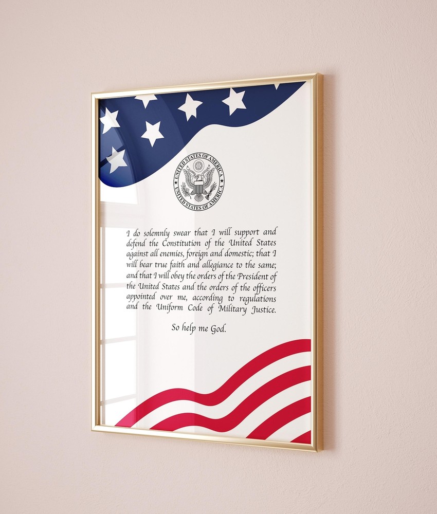 U.S. Army Oath of Enlistment Print - Military Wall Art for Patriotic Decor