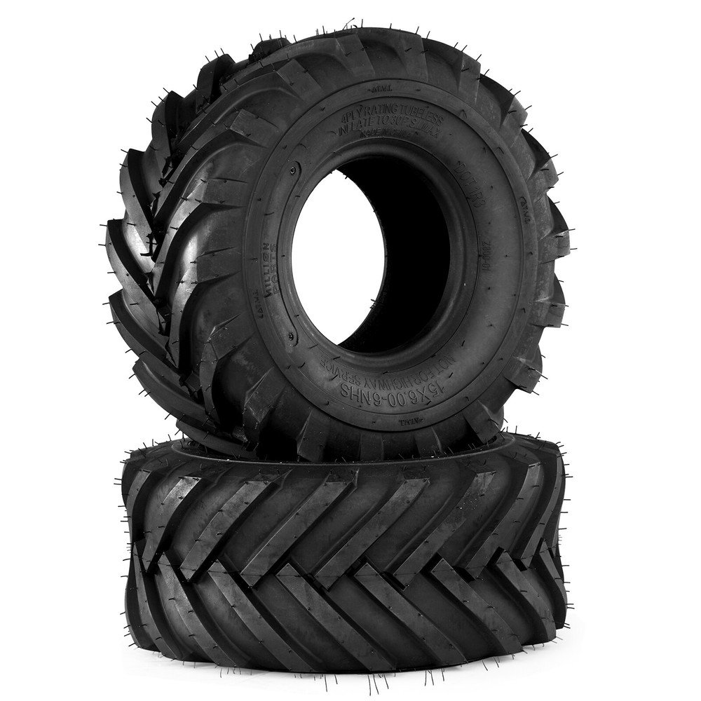 2pcs 15x6.00-6 Lawn Mower Tractor Super Lug Tires 4 Ply 15x6-6 15x6x6