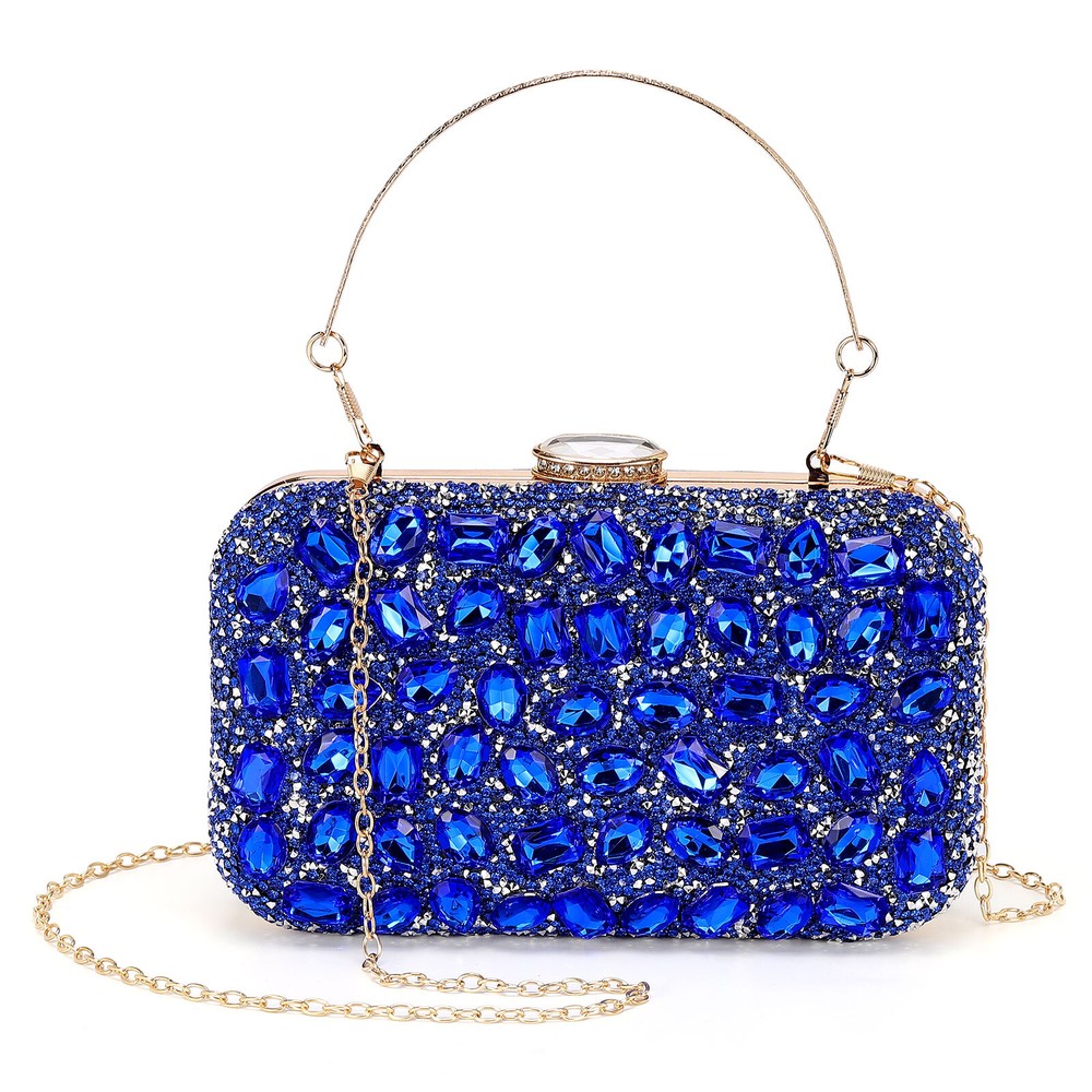 Evening Bags Clutch Purses for Women Formal, Gemstone Rhinestone Clutch Blue