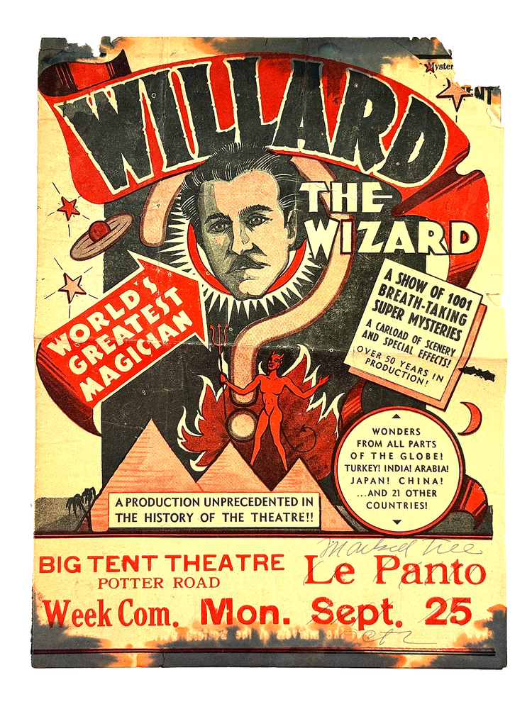 Original 1930's Willard the Wizard circus carnival sideshow Herald Poster DEVIL