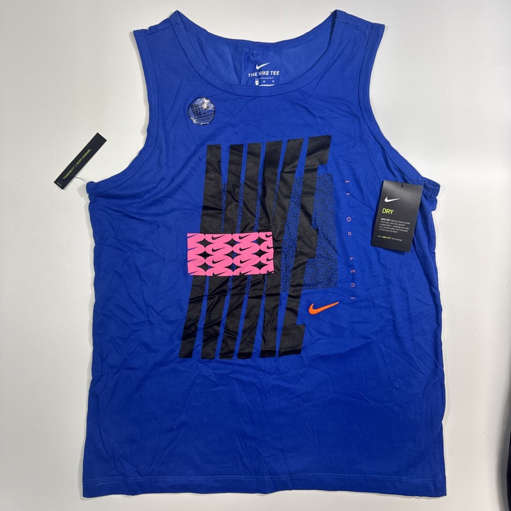 Nike Men's Small Standard Fit Training Tank Top Blue Dri-FIT CT8445-480