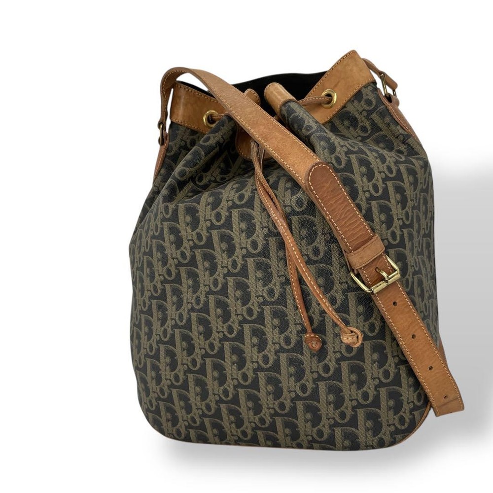 Vintage Dior Trotter Canvas Shoulder Bag in Brown