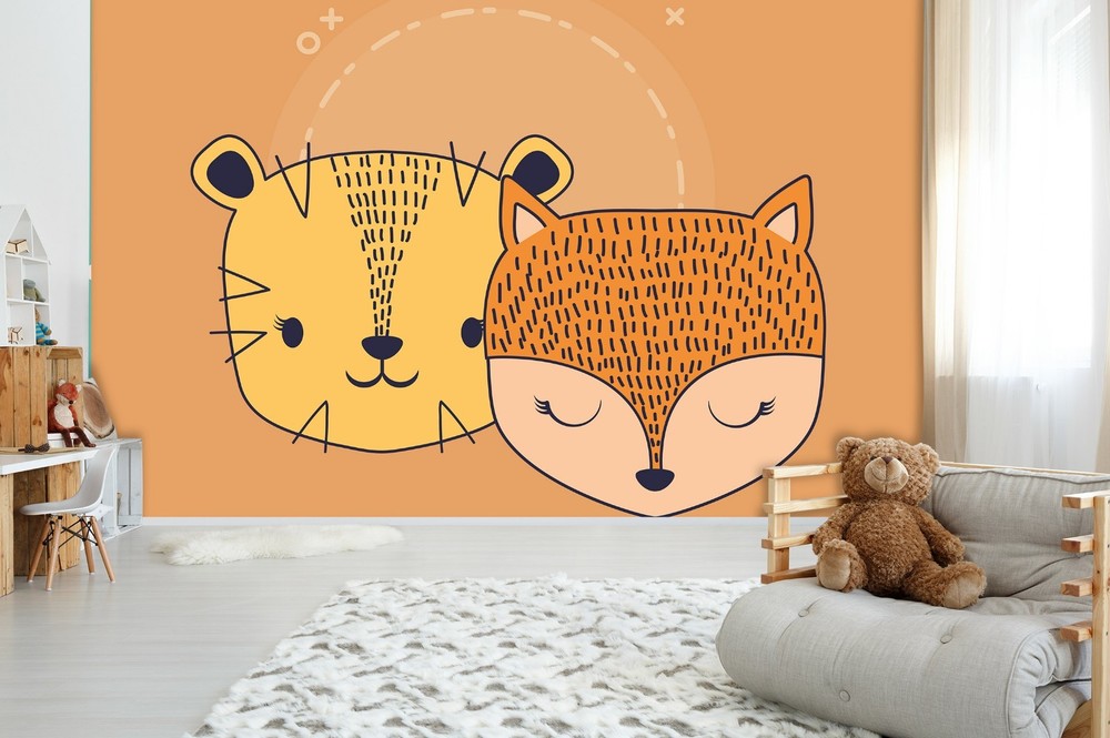 3D Hand-drawn Cat Fox Illustration Wall Murals Wallpaper Murals Wall Sticker