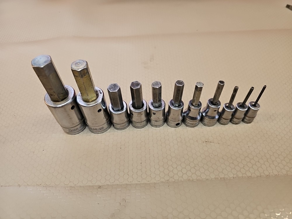 SNAP ON 11 piece 1/2 3/8 1/4 METRIC HEX BIT SOCKET SET 307ESAMY 14mm - 2.5mm