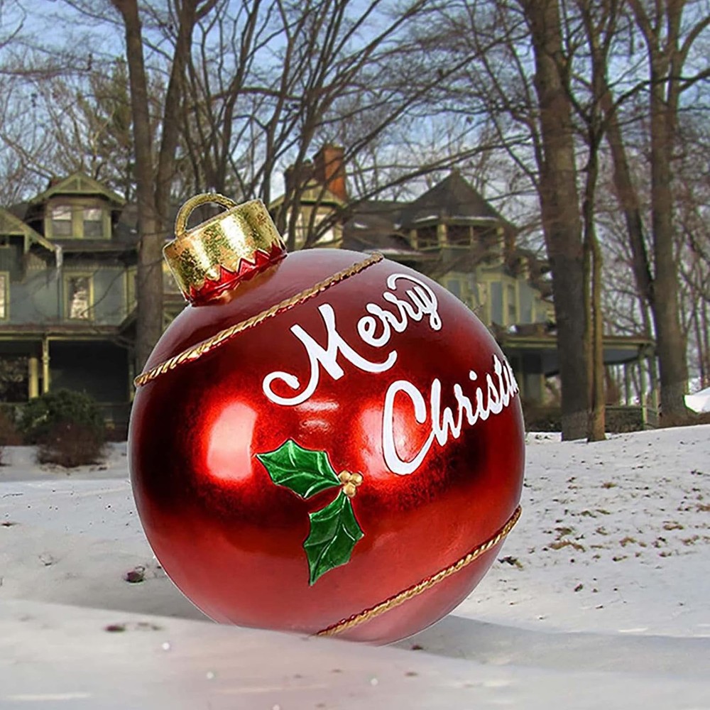 32-Inch Giant PVC Christmas Inflatable Ball Outdoor Holiday Yard Decoration