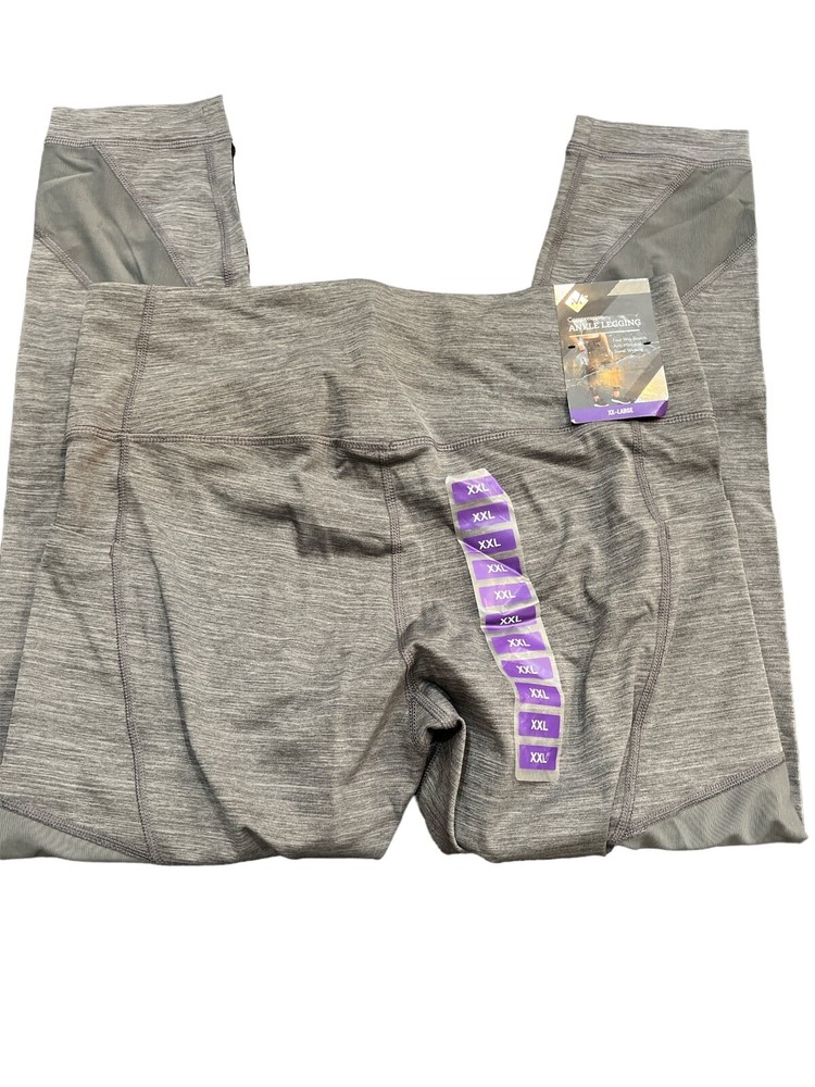 Members Mark Womens 2XL Gray Compression Ankle Leggings Four Way Stretch NWT-image