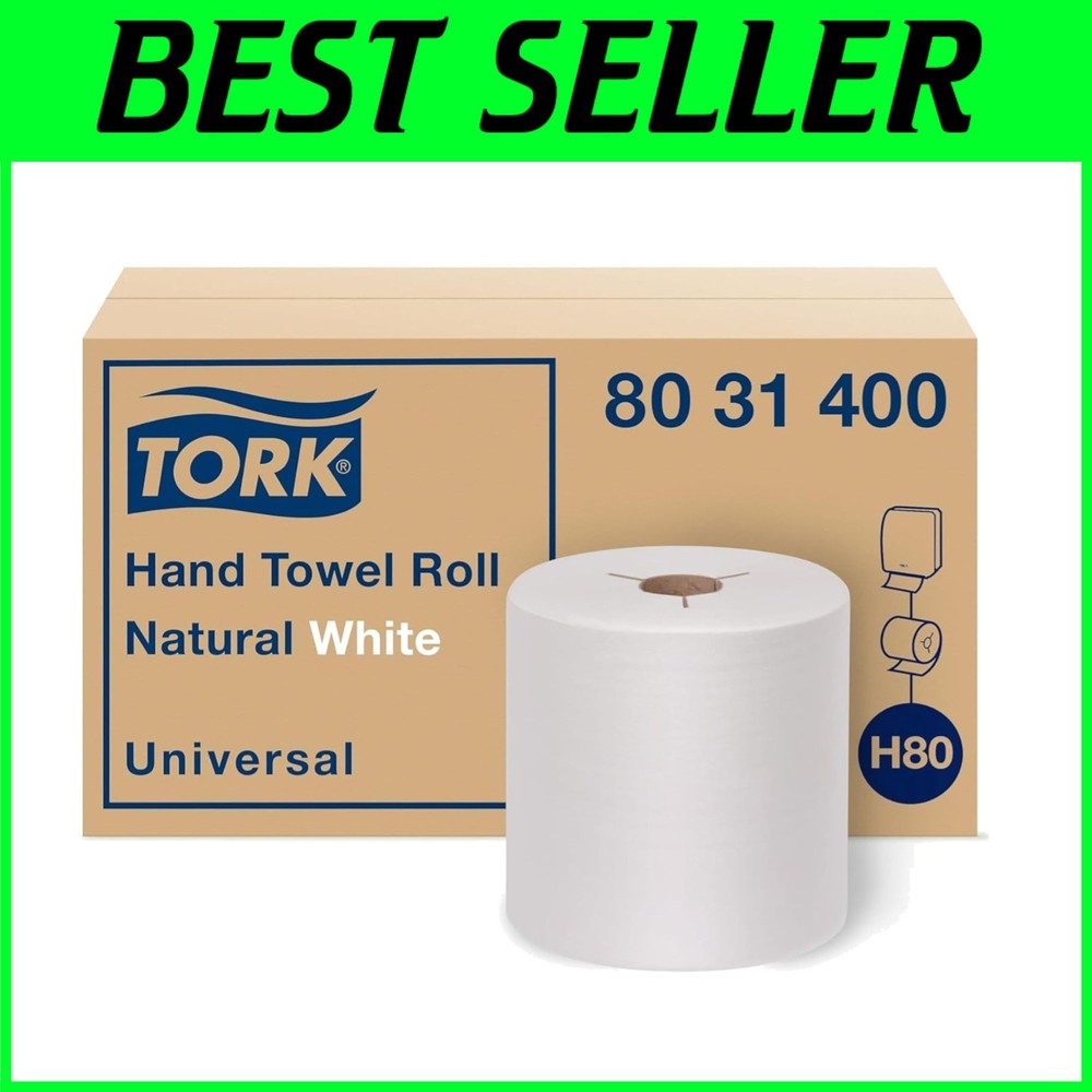 Professional Grade Hand Towel Roll, Natural White, 6 Rolls