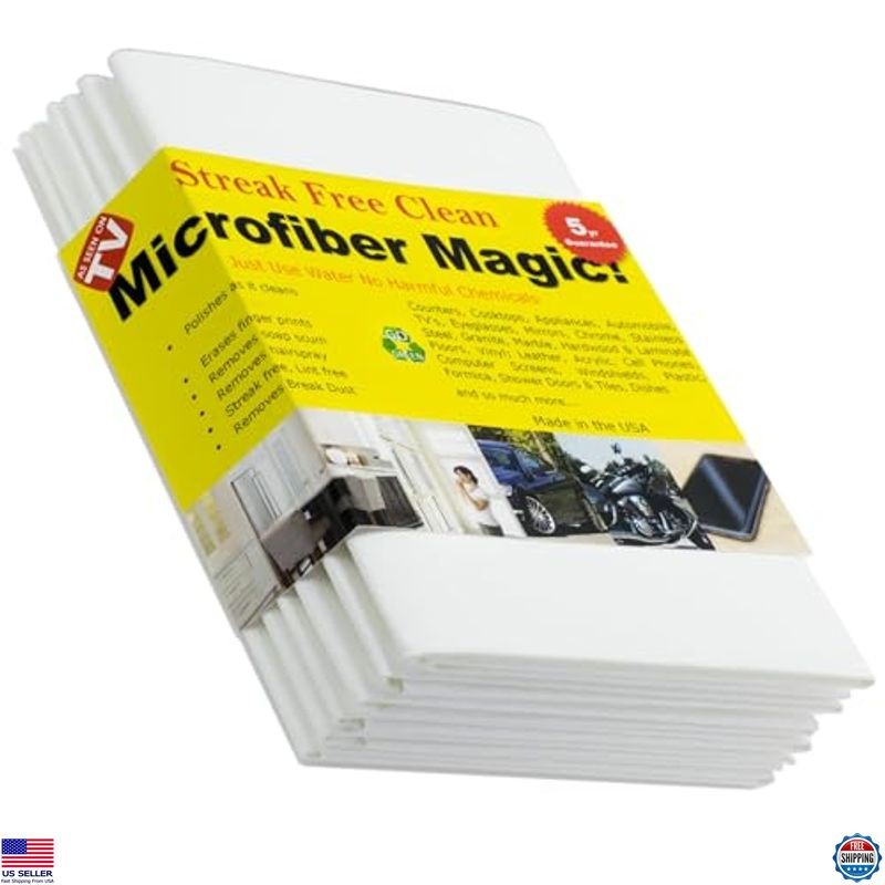 6 Pack Ultra-Soft Microfiber Cloths for Streak-Free Cleaning on Any Surface