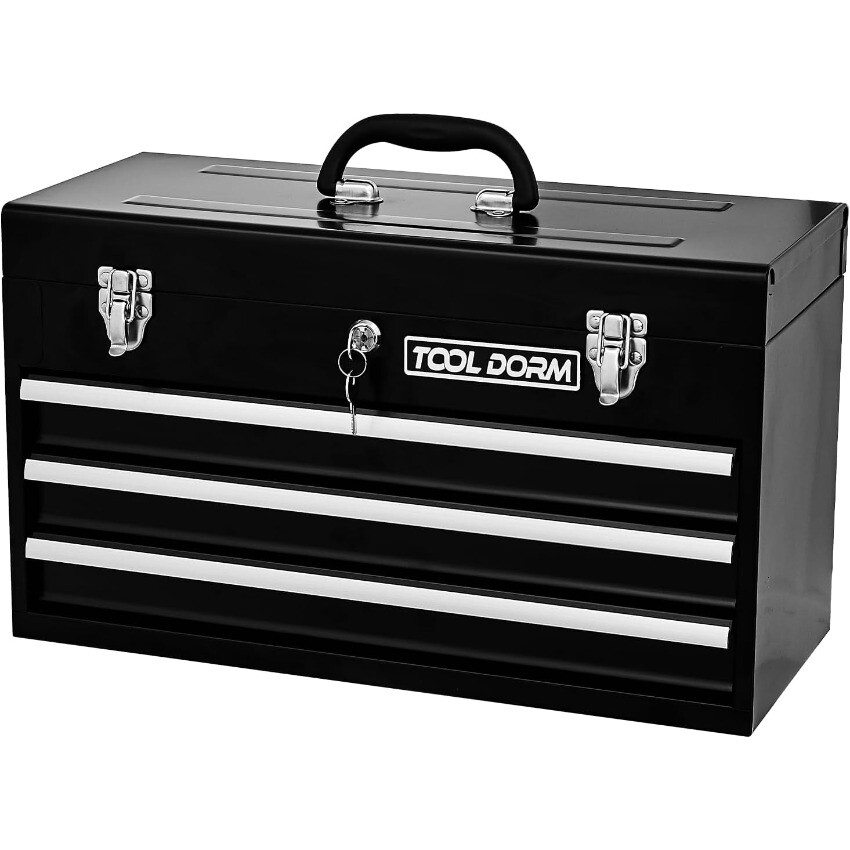 Tool Dorm 20.3“ Metal Tool Box with 3 Drawes Portable Steel Metal Tool Box