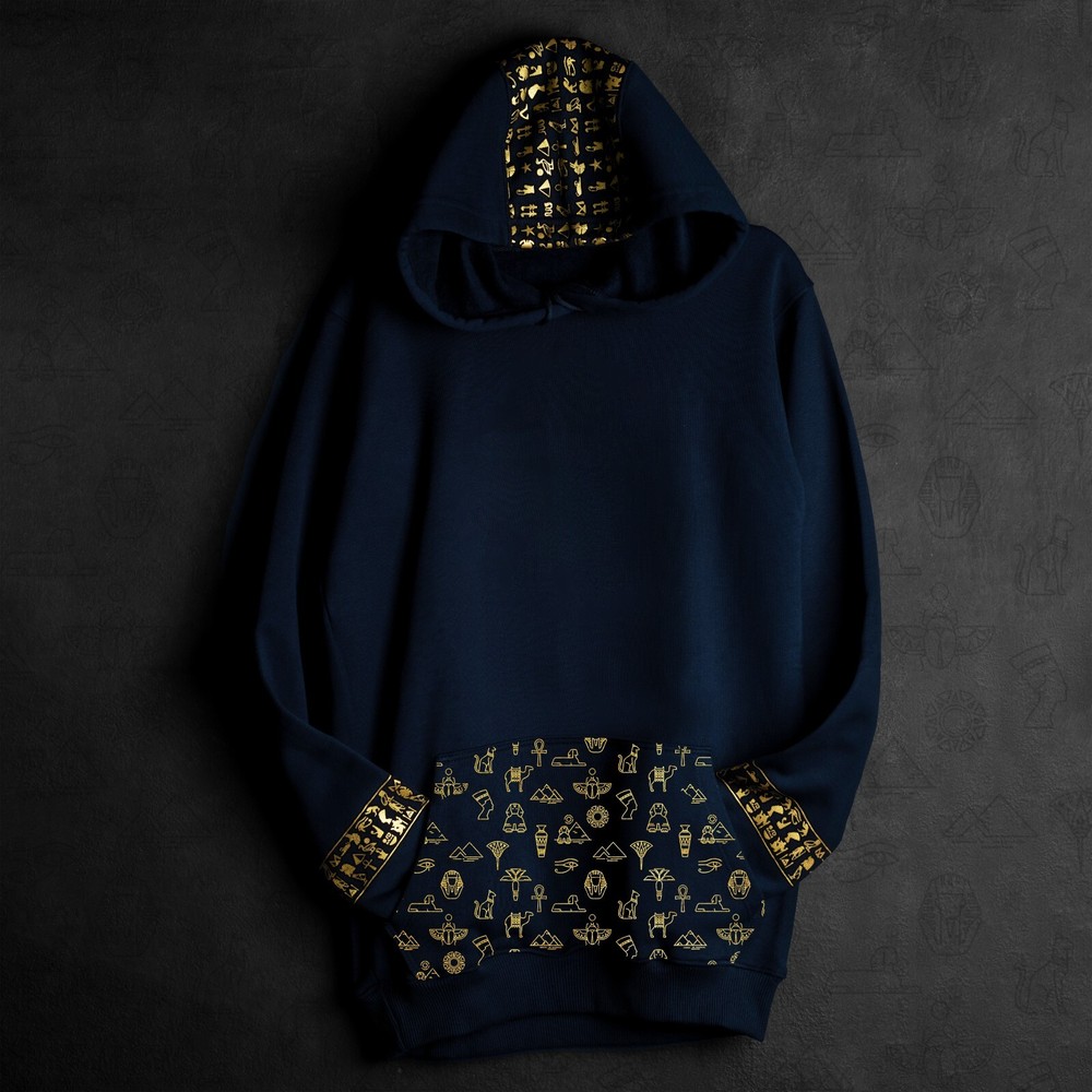 EGYPTIAN MELTON PRINTED COTTON HOODIE
