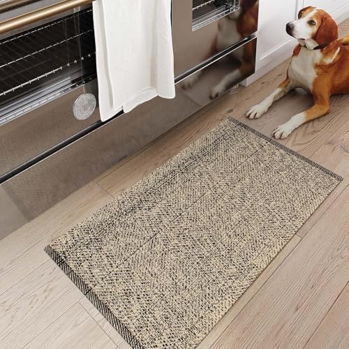 Soft Washable 2x3 Natural Low-Profile Bathroom & Entryway Rug