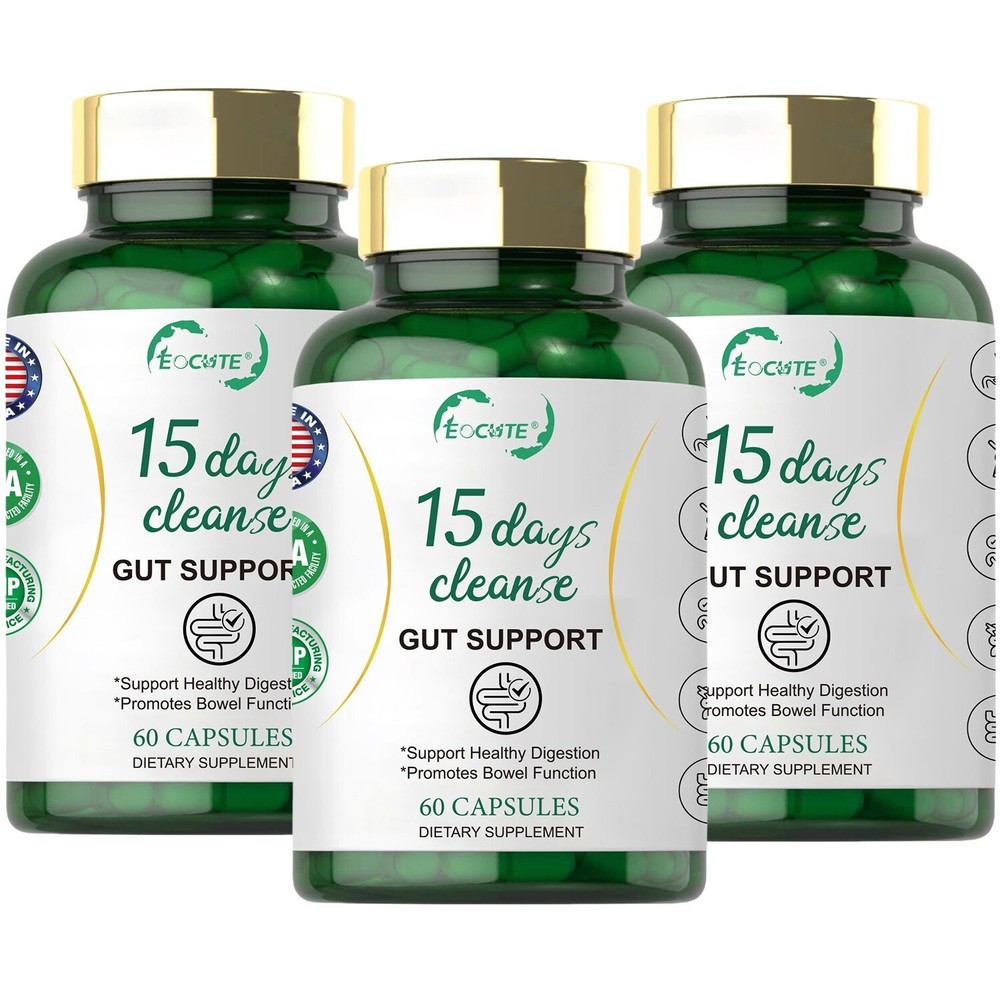3pcs 15 Day Cleanse -180 Capsules -Gut Support Colon Cleansing & Detox Non-GMO