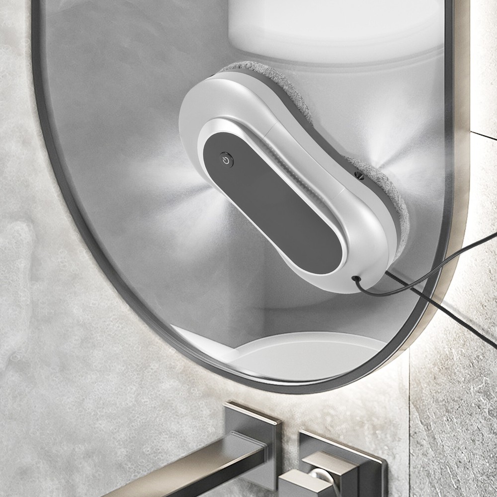 80W Bilateral Ultrasonic Nozzles Remote Smart Window Cleaning Robot Silver-gray