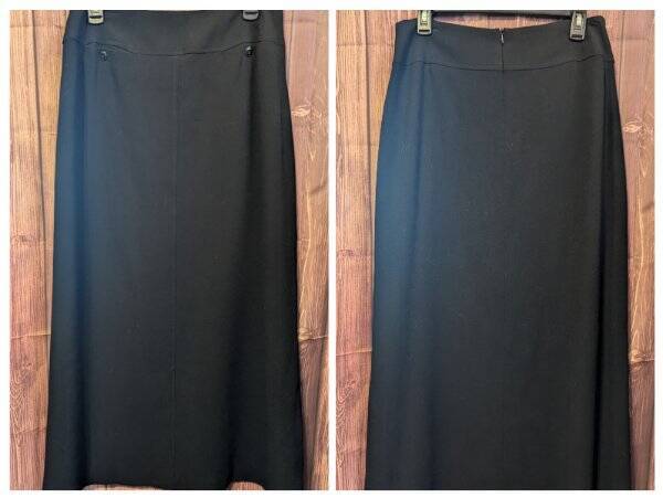 MINT Black Wool Oscar De La Renta Crepe Maxi Skirt SZ 12