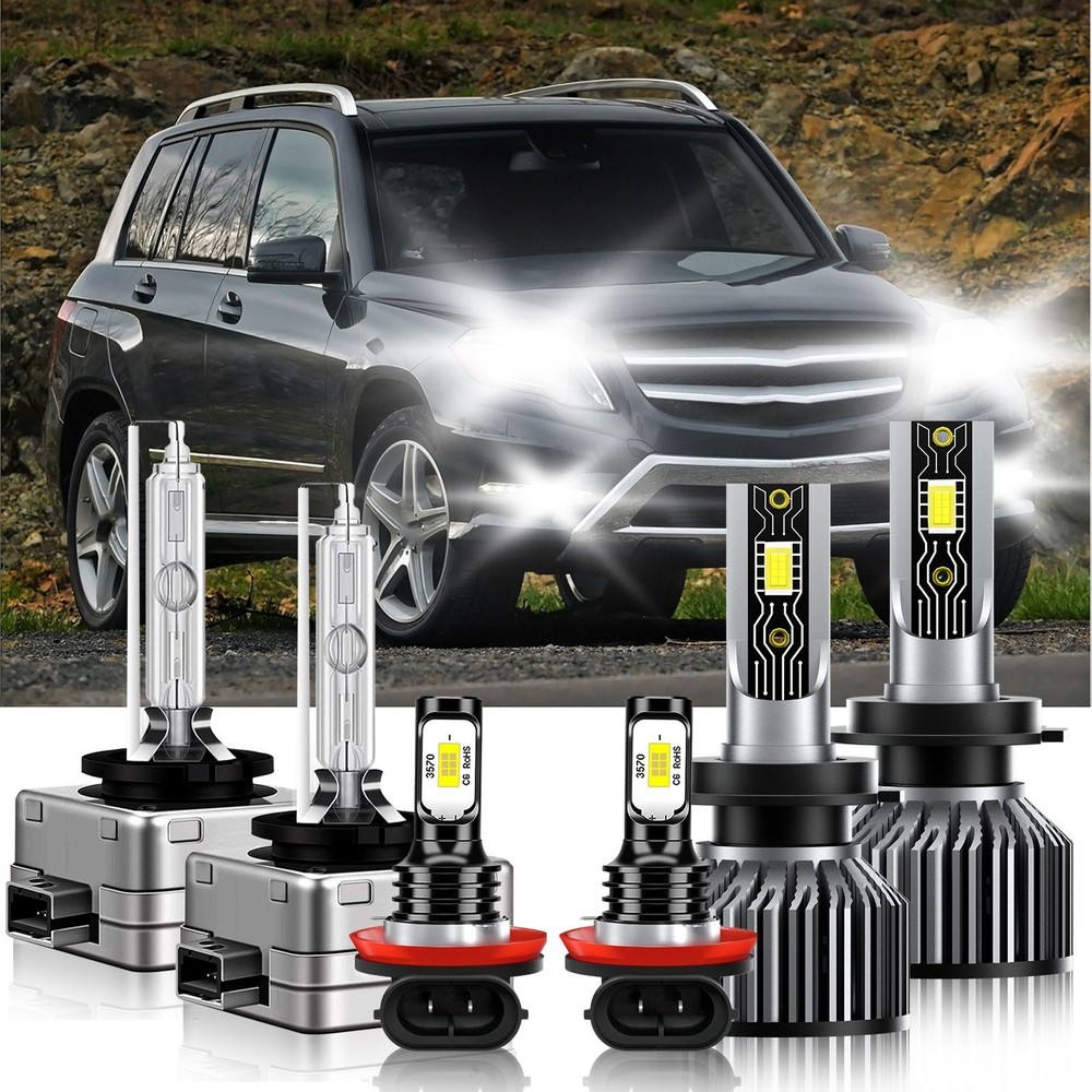 For Mercedes-Benz GLK350 2009-2012 6Pcs LED Headlight Kit+ Fog Light Bulbs Combo