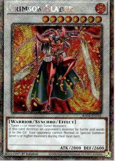 Crimson Blader Platinum Secret Rare NM English YuGiOh Quarter Century Stampede