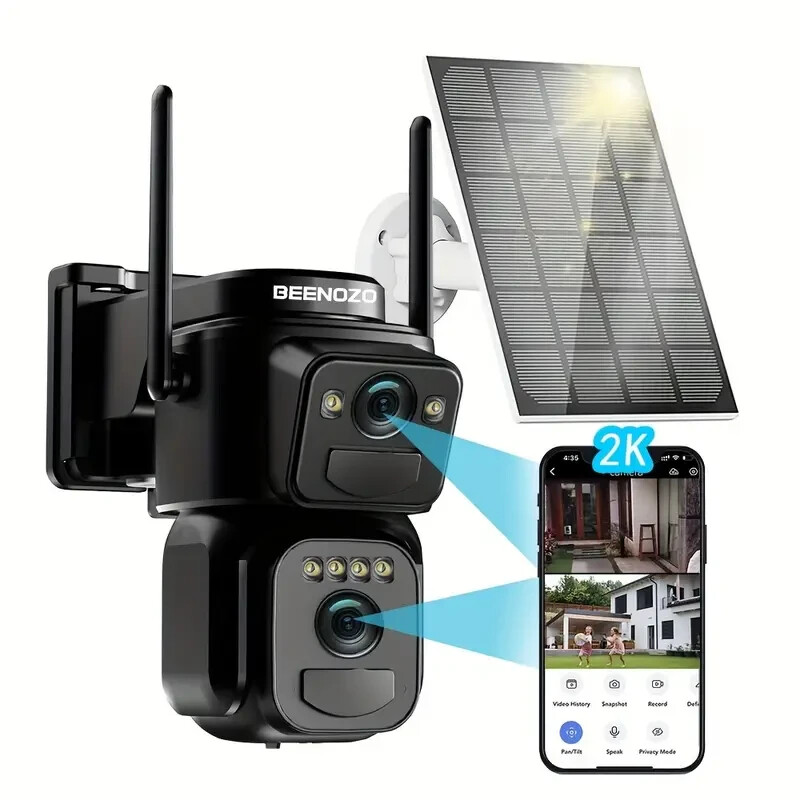 [10x Zoom] 360-degree Low-power CCTV Solar Panel Battery 2K FHD WiFi Camera