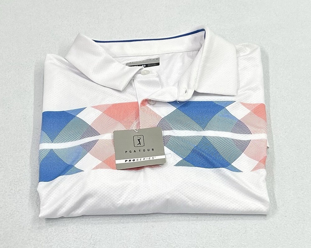 PGA Tour Men's Short-Sleeve Performance Polo Shirt, Bright White, Size XL