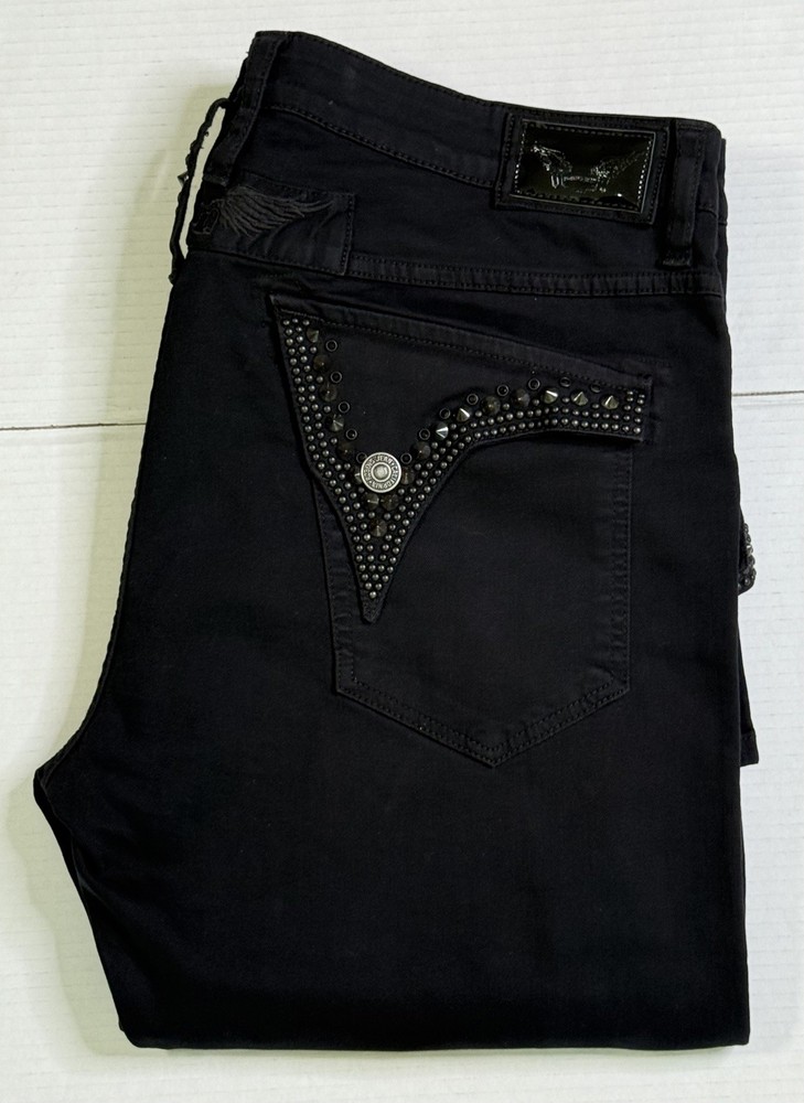 New Men’s Robin’s Jean SZ 40 Style #RB163 LNG FLPS MOTORCYCLE Studs & Swarovski