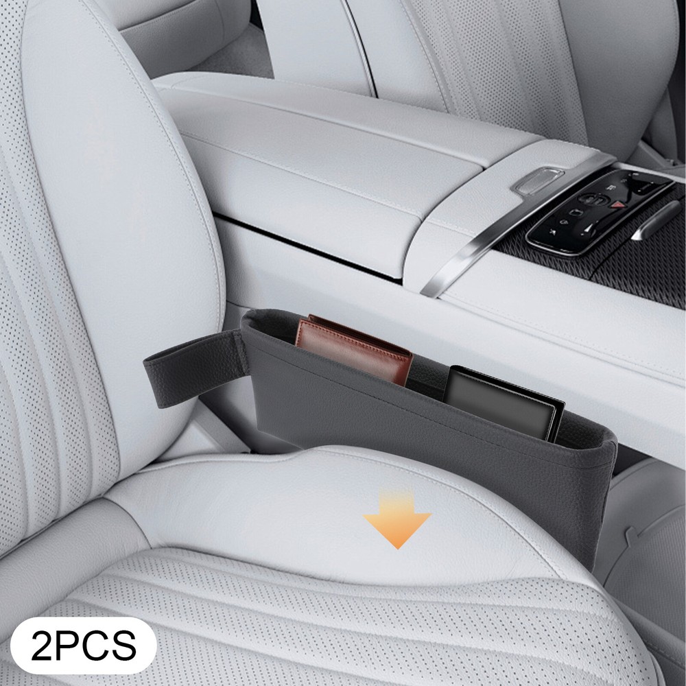 Black PU Leather Car Seat Pocket Organizer - 2-Piece Set 14.96x4.72x2.95in 0.88lbs New