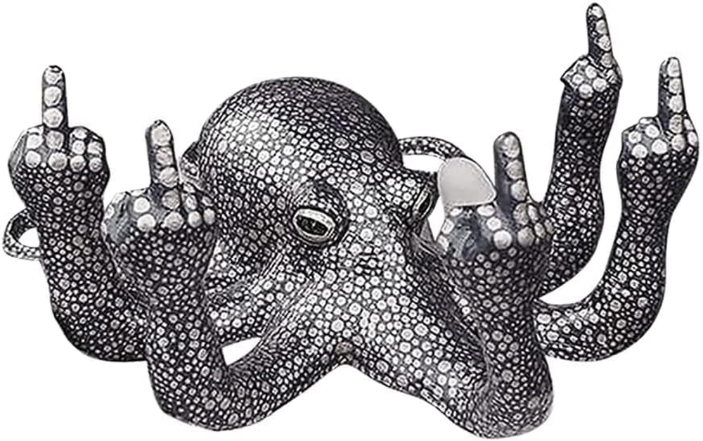 Luminous Mother of Pearl Octopus Statue with Ocean Fluorescence Glow