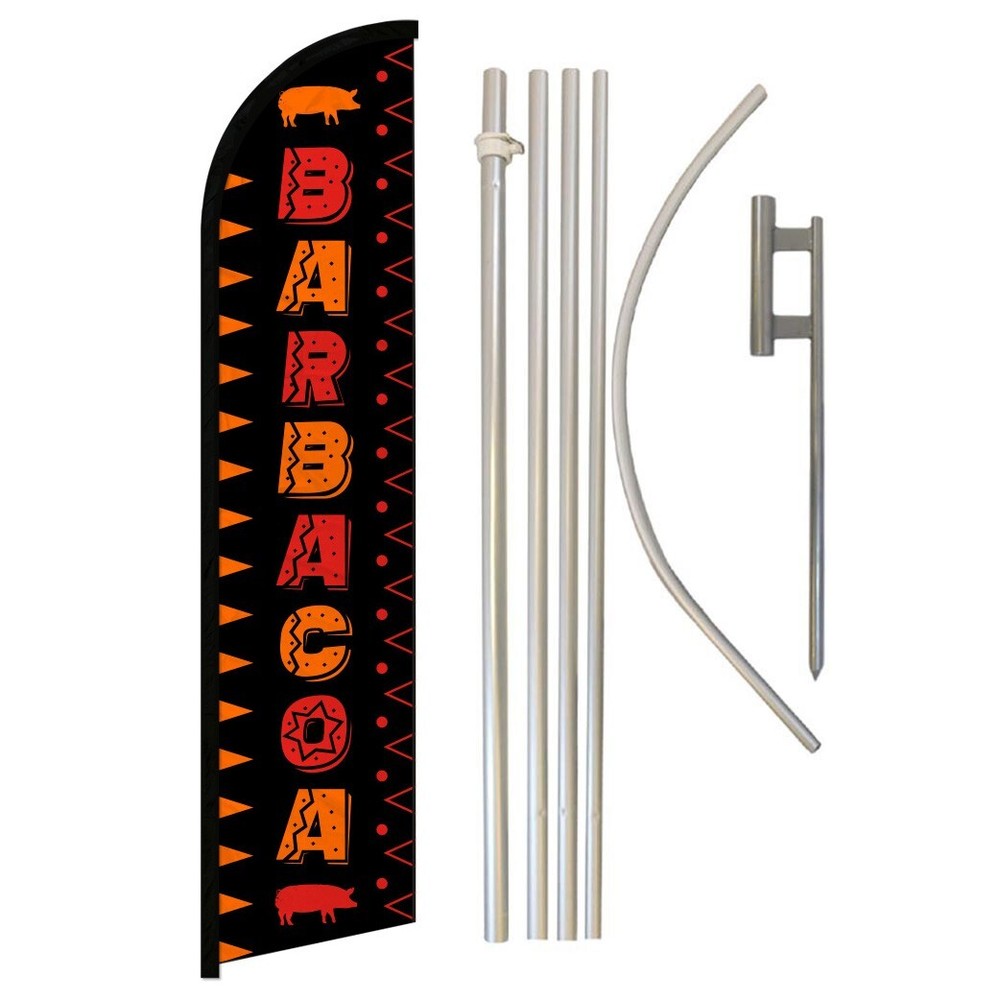 Barbacoa Full Curve Windless Swooper Flag Kit for Concessions Food Advertising