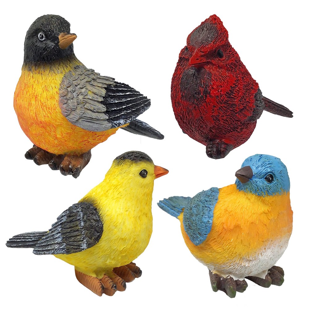 Decorative Songbird Garden Figures - Cardinal, Bluebird, Goldfinch & Robin Statues