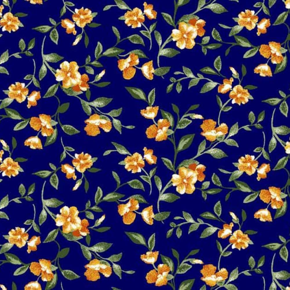 Tiny Floral Double-Sided Stretch Fabric in Navy & Tangerine - 10 Yards