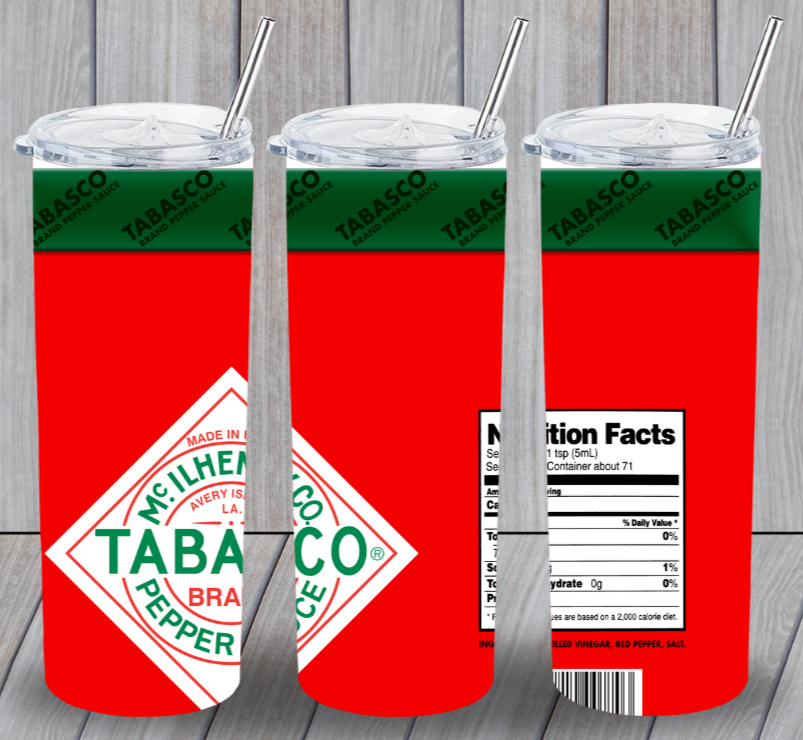 Tabasco Original Multicolor 20oz Insulated Tumbler Box Lid Straw New