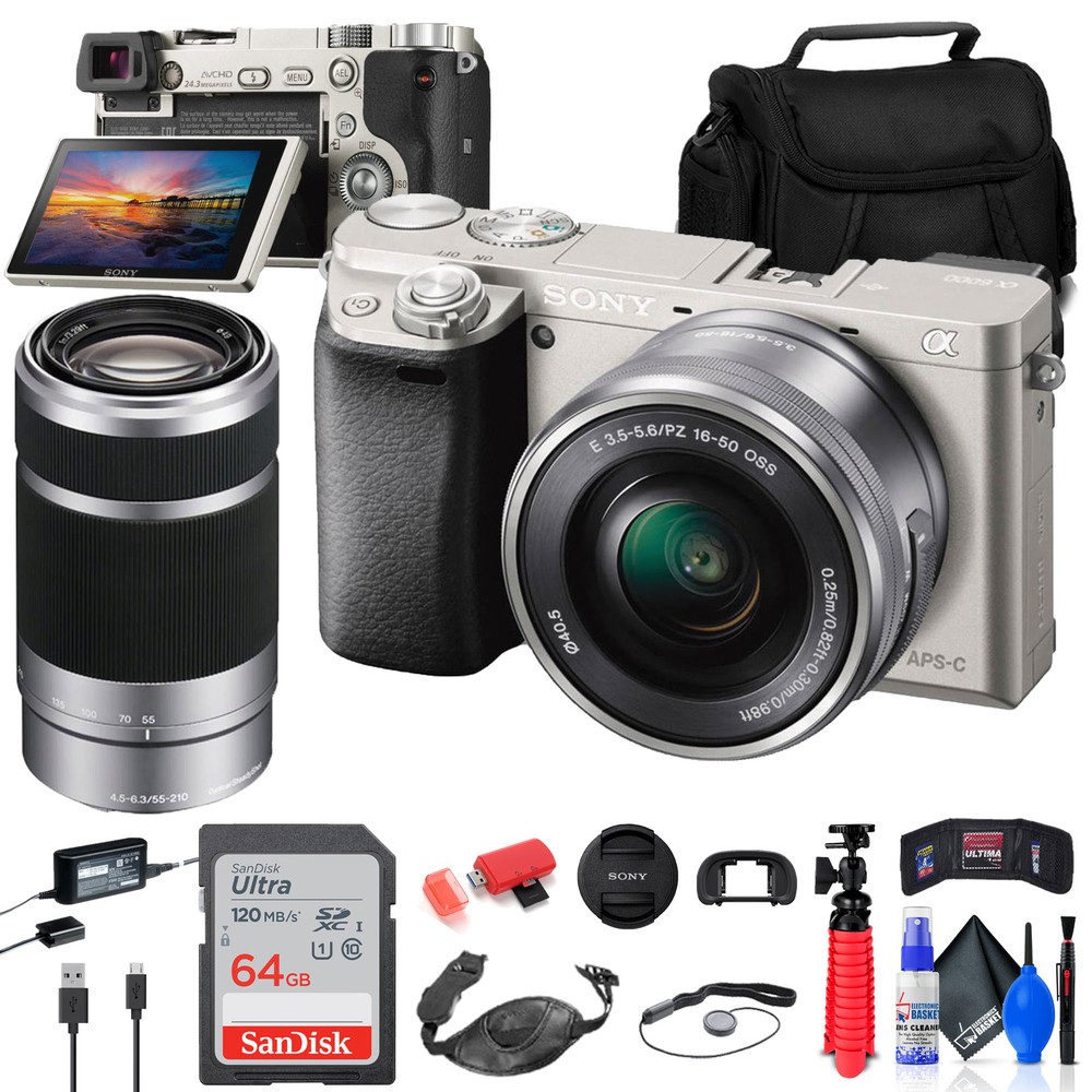 Sony Alpha a6000 Mirrorless Camera with 16-50mm and 55-210mm Lenses + More