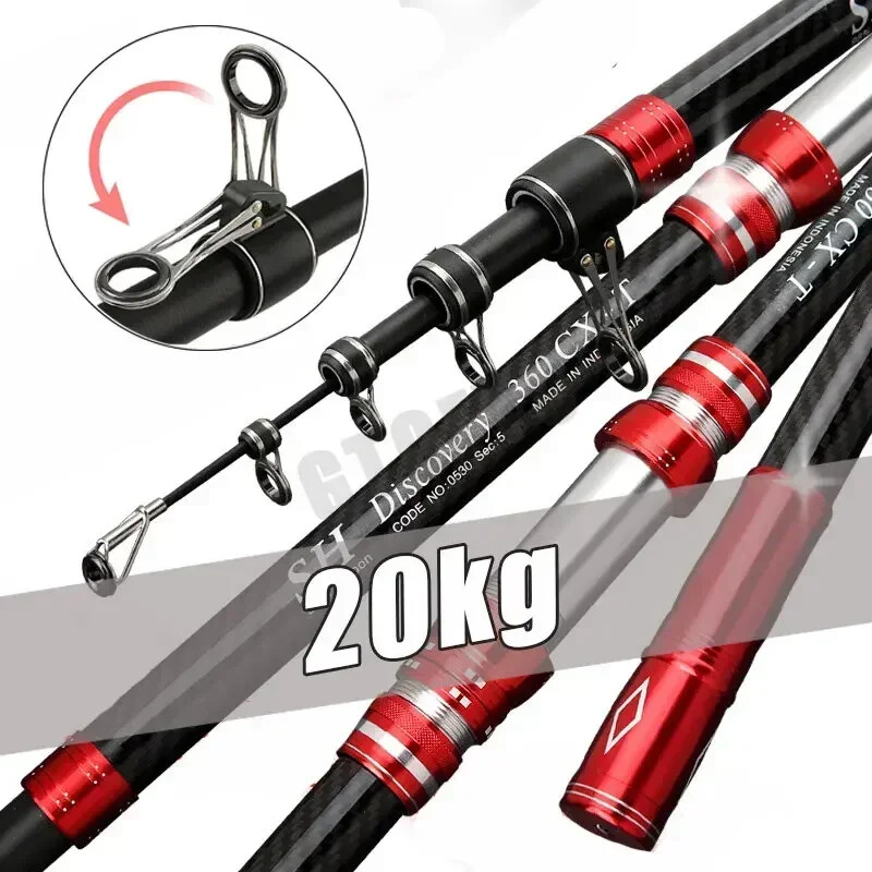 Telescopic Fishing Rod Carbon Travel Surf Spinning Lure Long Baitcasting Rod New