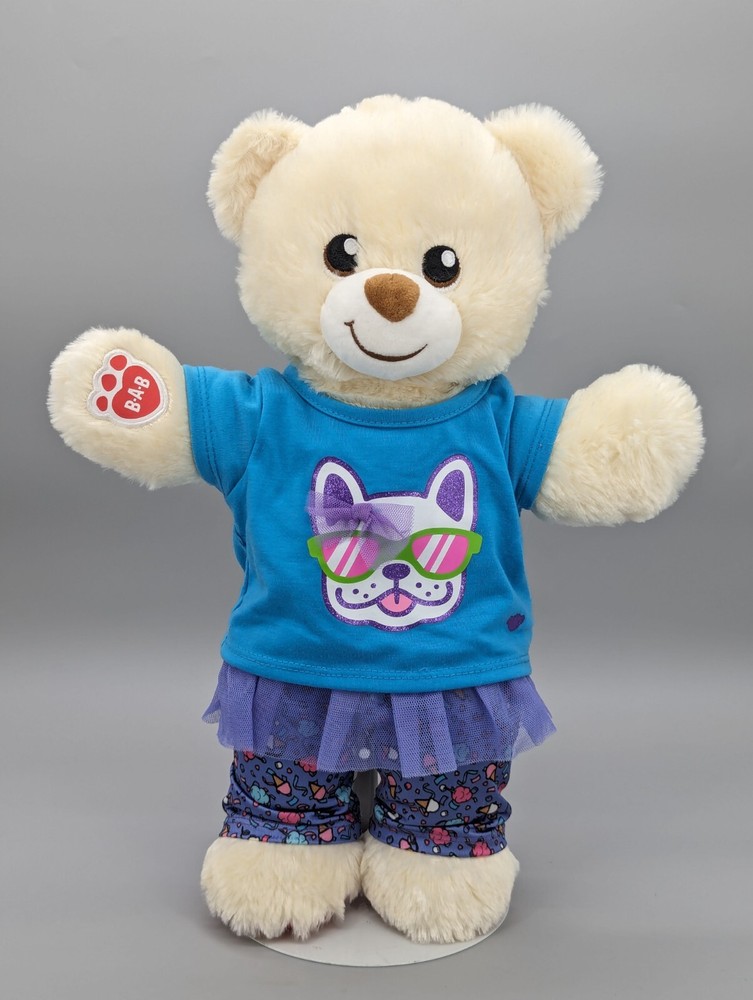 Build a Bear National Teddy Bear Day 2019 Cream Plush Teddy with Dog Outfit