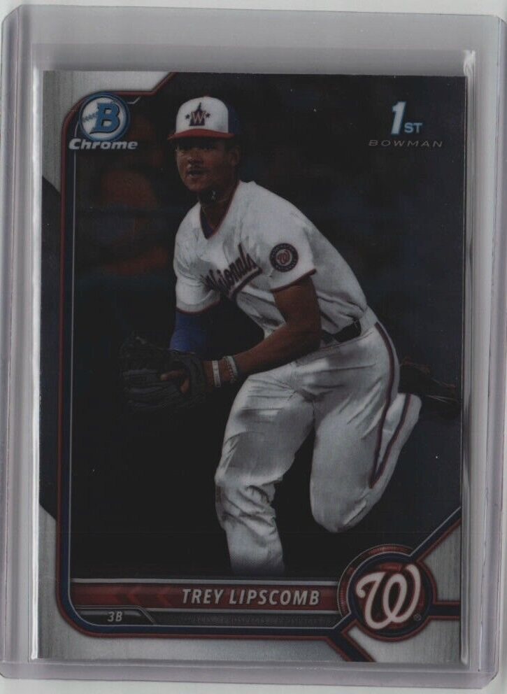 TREY LIPSCOMB ROOKIE BOWMAN CHROME 1st BDC-197 2022 MLB WASH NATIONALS FREE SHIP